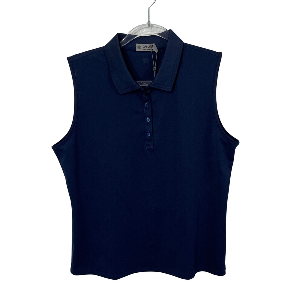 G/FORE Sleeveless Golf Polo Women XL Navy Blue Performance Activewear‎